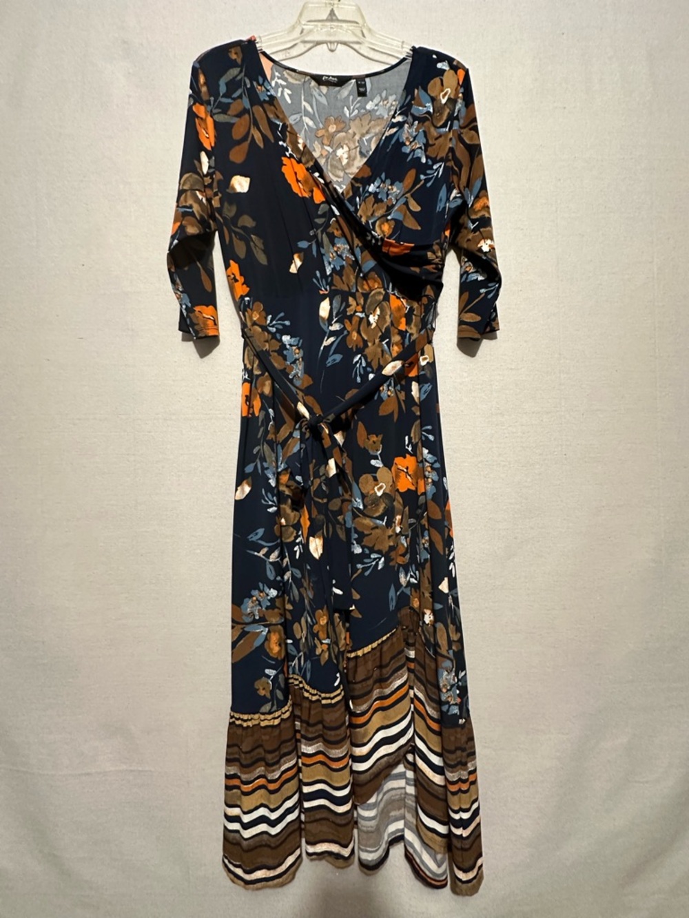 Du Jour Jersey Floral Faux-Wrap Maxi Dress - size XLP